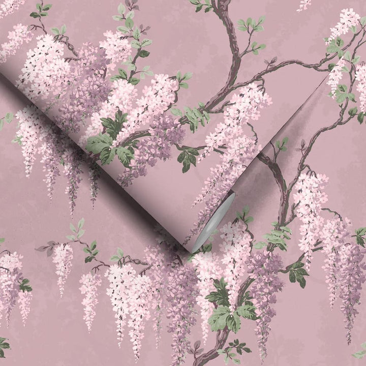 Woodchip & Magnolia Wisteria in Deep Lavender Wallpaper