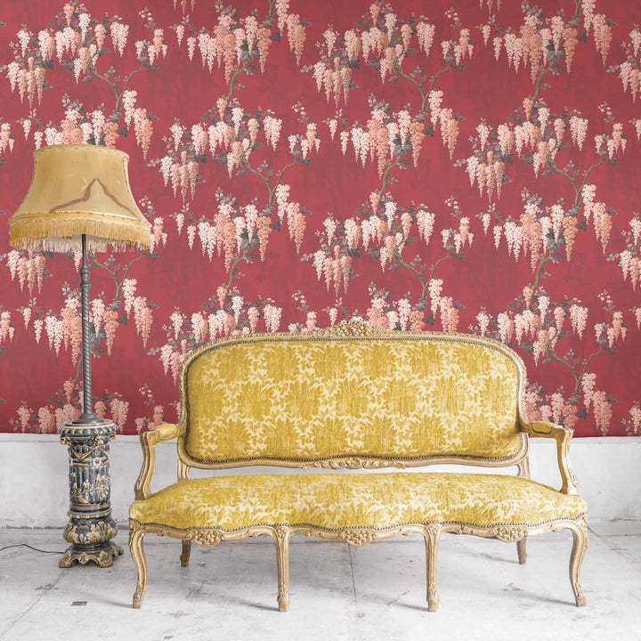 Woodchip & Magnolia Wisteria Boudoir Berry Red Wallpaper