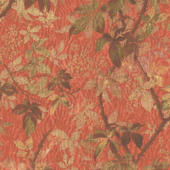 Woodchip & Magnolia Tropic Coral Red Wallpaper