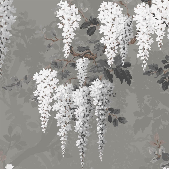 Woodchip & Magnolia Wisteria in Latte/Slate Grey Wallpaper