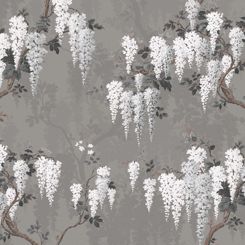 Woodchip & Magnolia Wisteria in Latte/Slate Grey Wallpaper