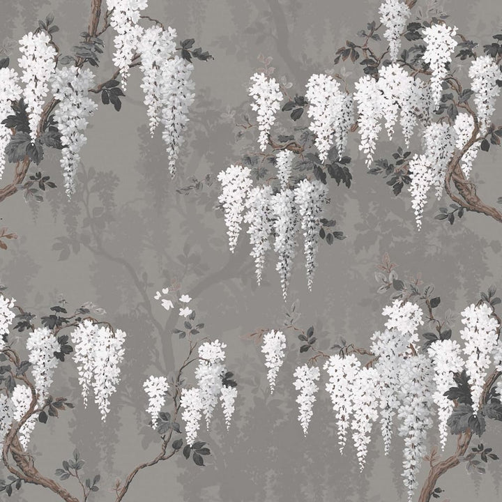 Woodchip & Magnolia Wisteria in Latte/Slate Grey Wallpaper