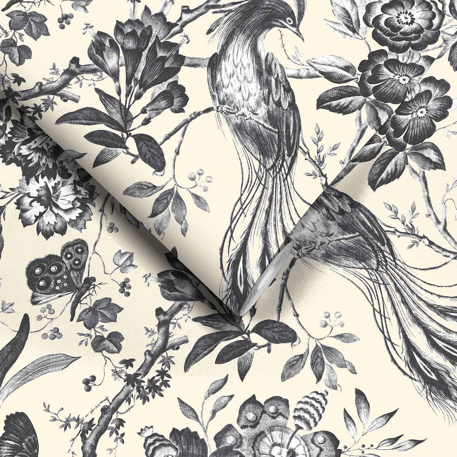 Woodchip & Magnolia Plumage Charcoal / Cream Wallpaper – Decor Warehouse