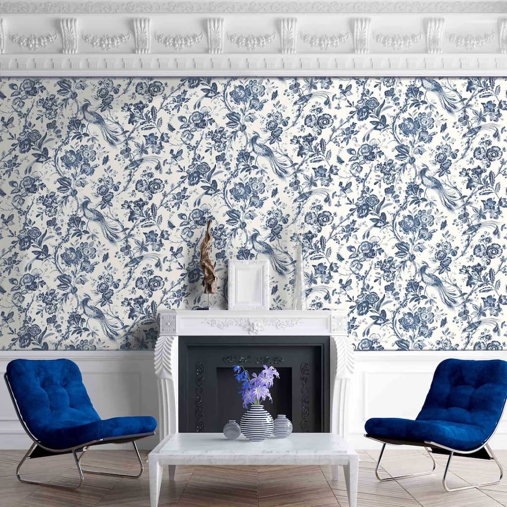 Plumage Porcelain Blue Wallpaper
