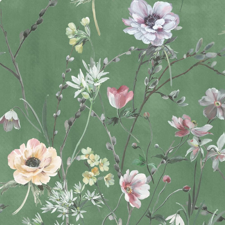 Woodchip & Magnolia Maytime Evergreen Wallpaper