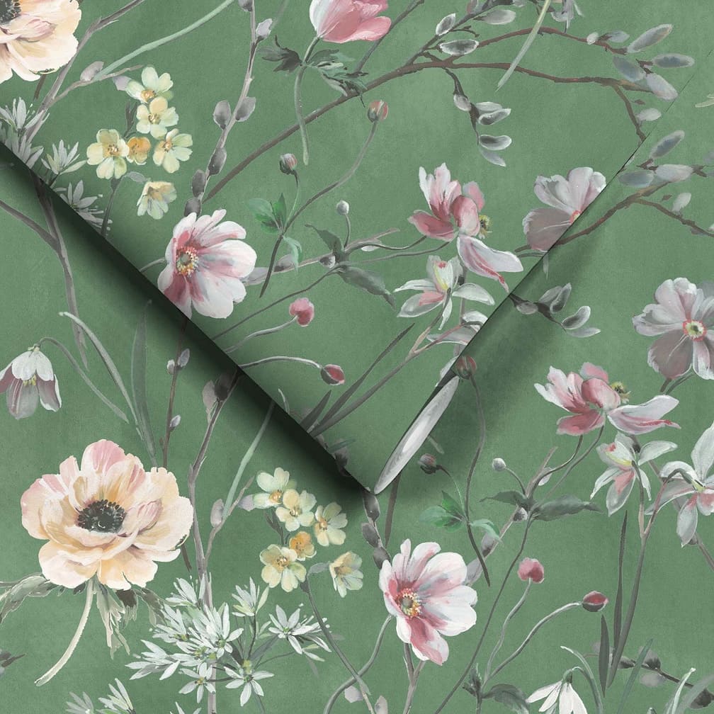 Woodchip & Magnolia Maytime Evergreen Wallpaper