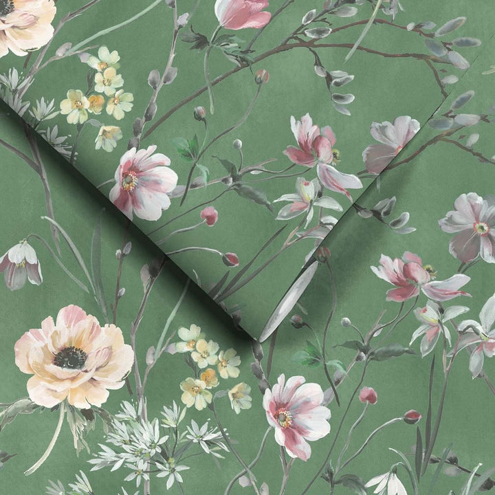 Woodchip & Magnolia Maytime Evergreen Wallpaper