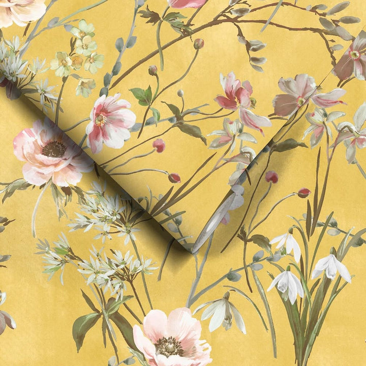 Woodchip & Magnolia Maytime Sunny Yellow Wallpaper