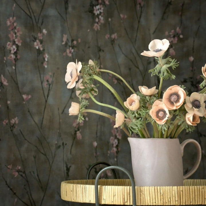 Woodchip & Magnolia Blossom Brown & Blush Wallpaper