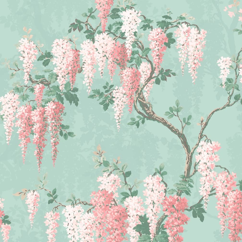 Woodchip & Magnolia Wisteria Botanical Mint Wallpaper