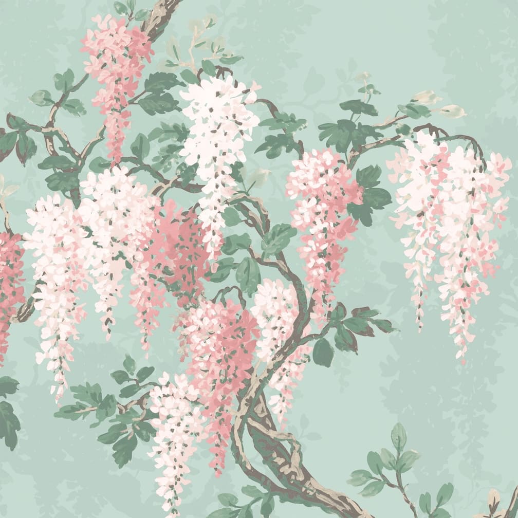 Woodchip & Magnolia Wisteria Botanical Mint Wallpaper