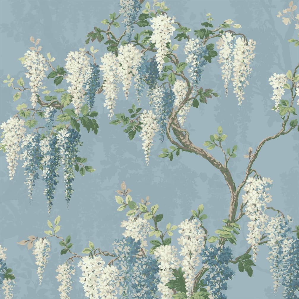 Woodchip & Magnolia Wisteria Botanical Powder Blue Wallpaper