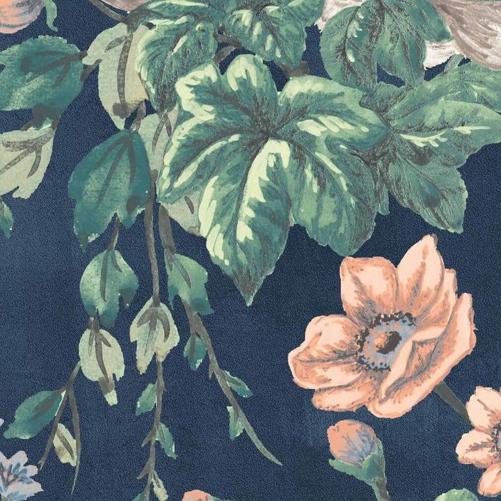 Maurice Navy / Coral Wallpaper