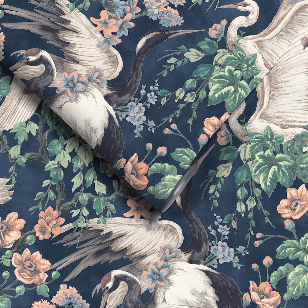 Maurice Navy / Coral Wallpaper