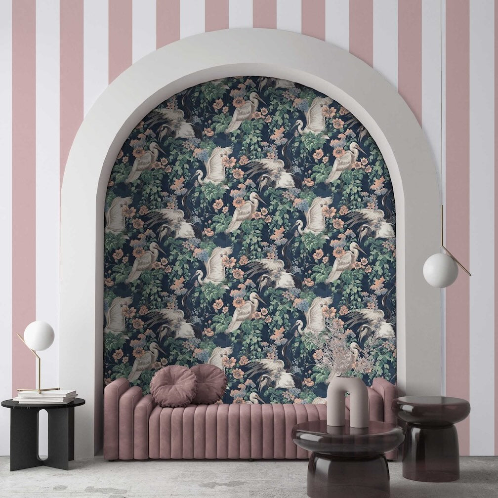 Maurice Navy / Coral Wallpaper