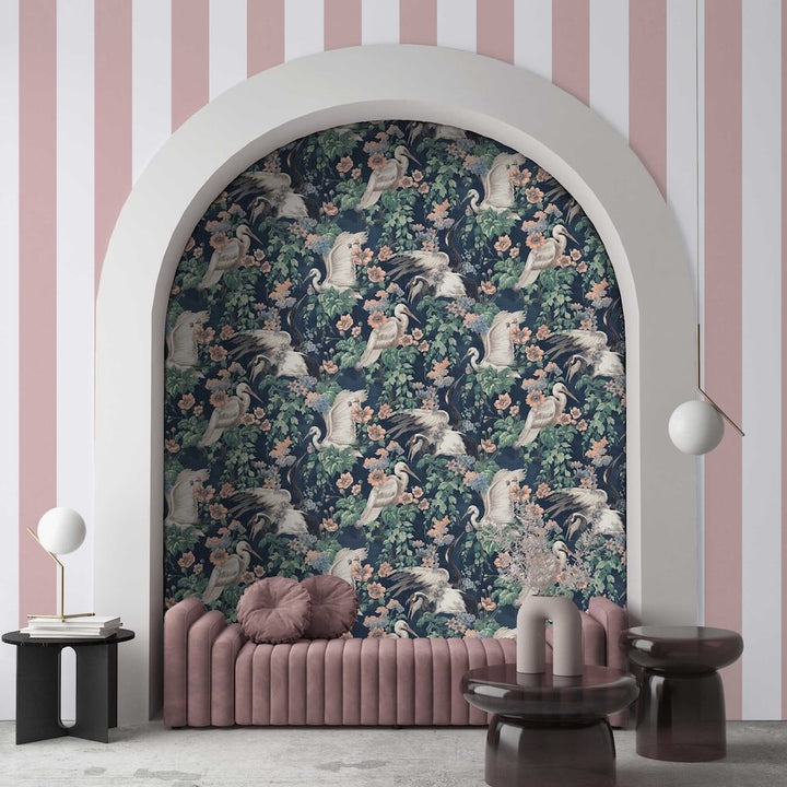 Maurice Navy / Coral Wallpaper