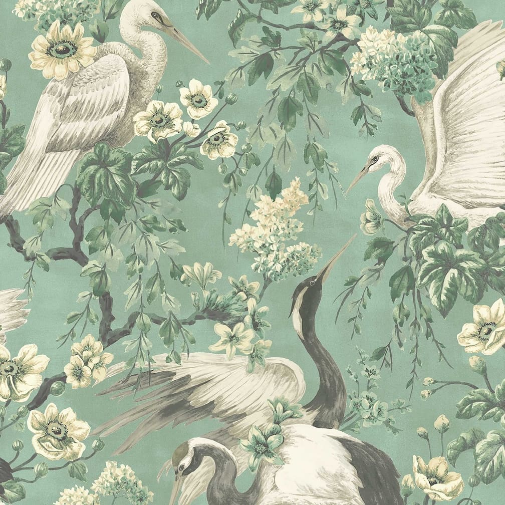 Woodchip & Magnolia Maurice Duck Moss Green Wallpaper