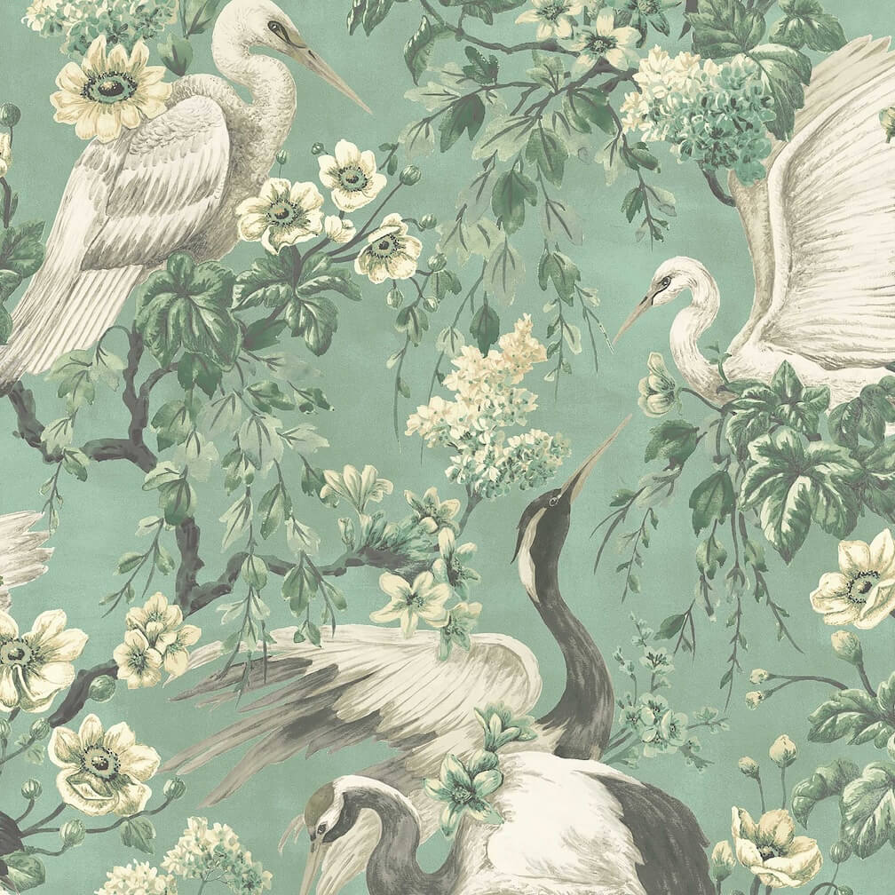 Woodchip & Magnolia Maurice Duck Moss Green Wallpaper