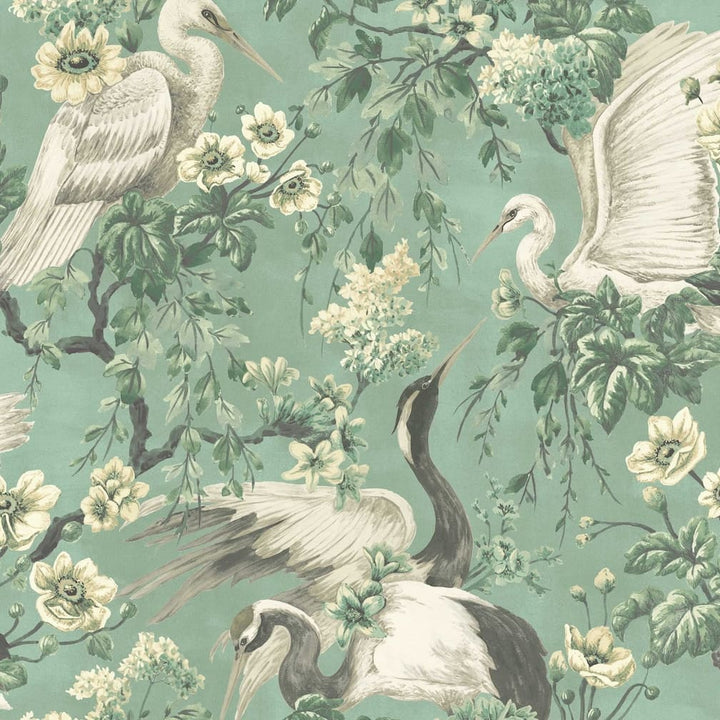 Woodchip & Magnolia Maurice Duck Moss Green Wallpaper