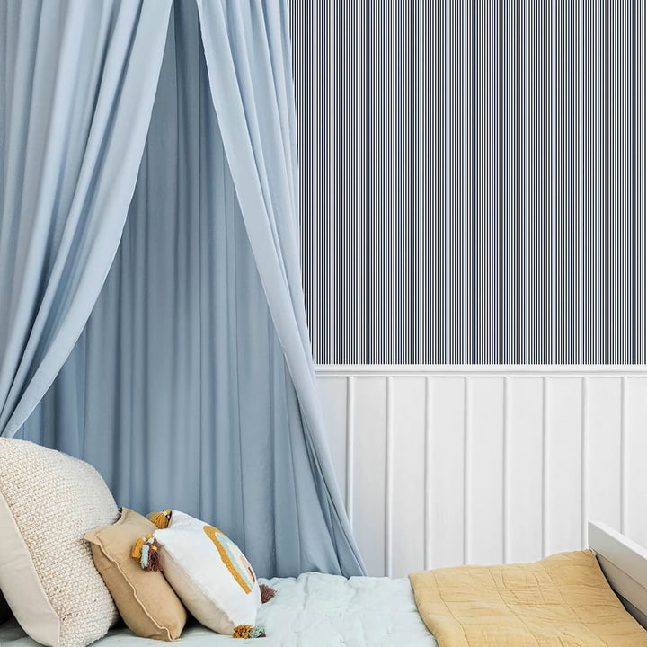 Woodchip & Magnolia Matchstick Stripe Navy/White Wallpaper