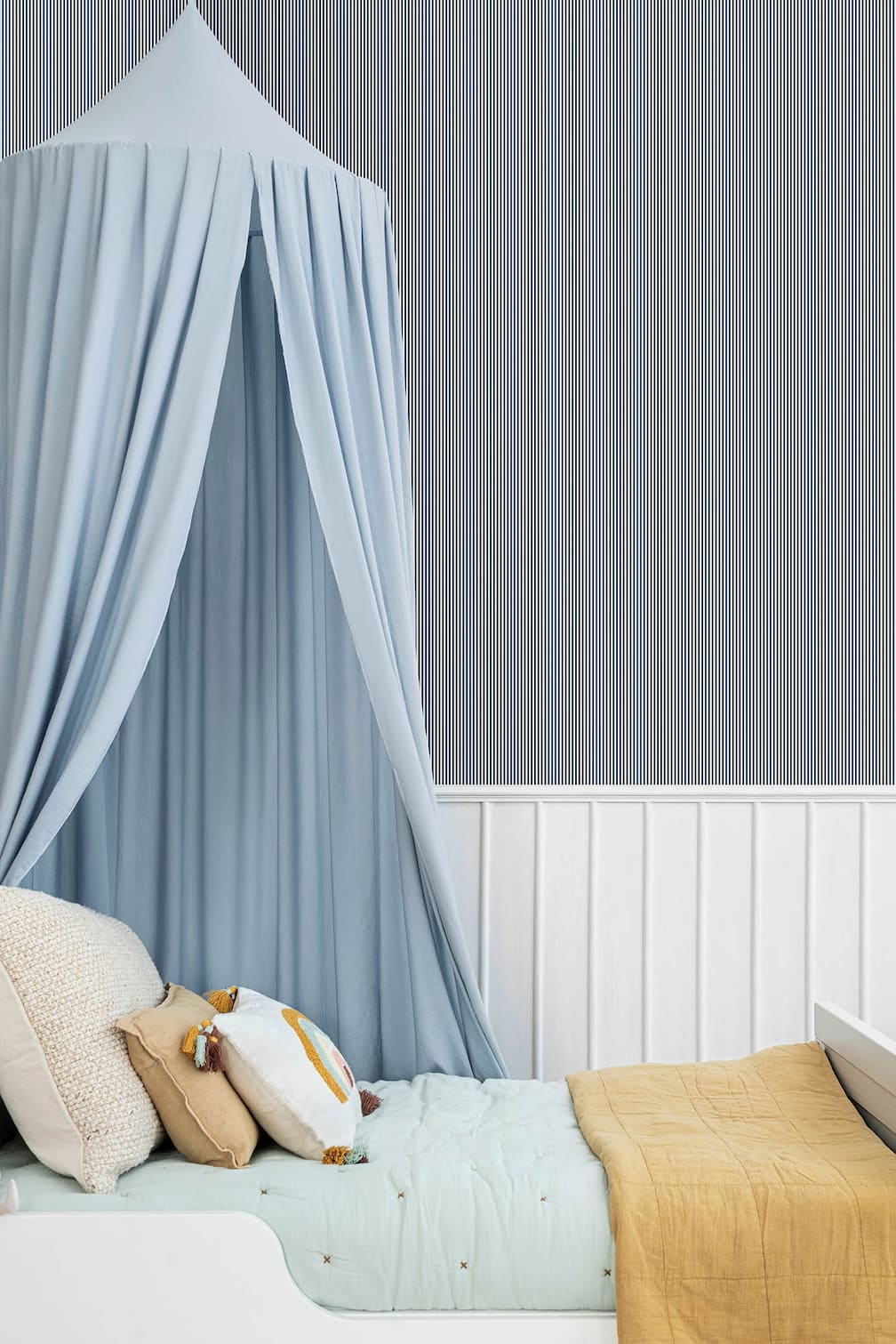Woodchip & Magnolia Matchstick Stripe Navy/White Wallpaper