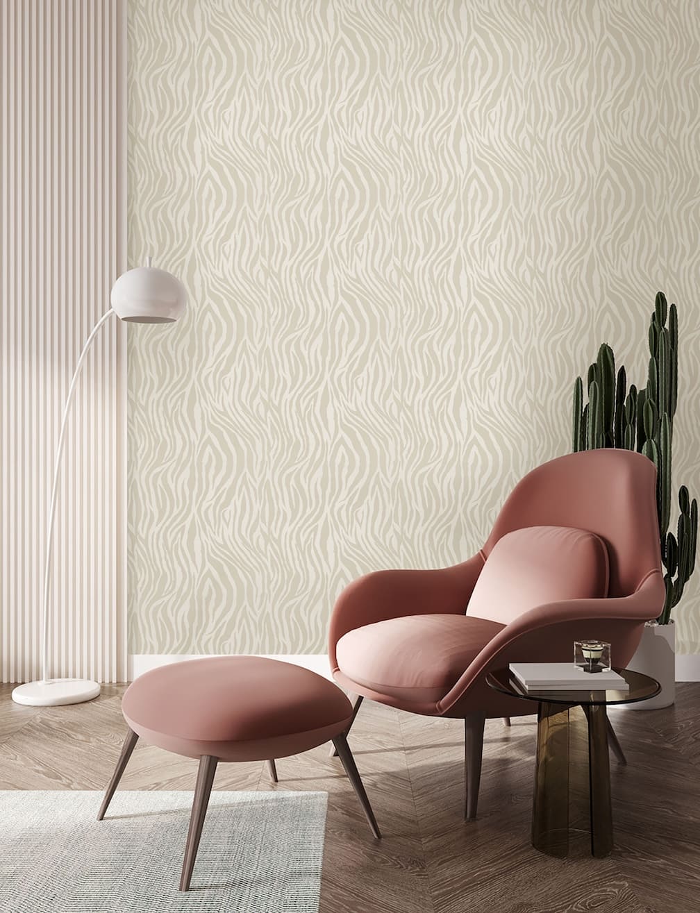 Woodchip & Magnolia Debra Zebra Putty Wallpaper