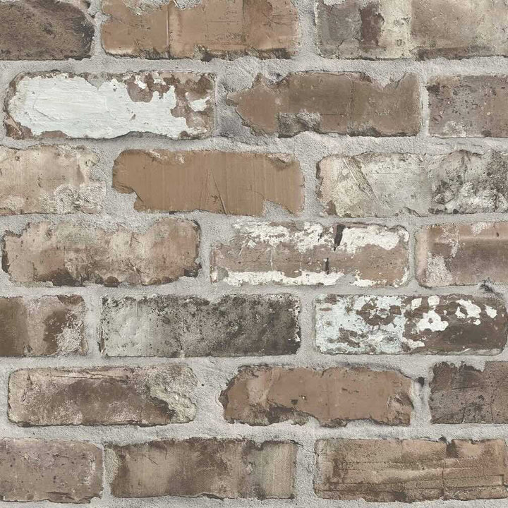 Woodchip & Magnolia Castlefield Brick Charcoal Wallpaper