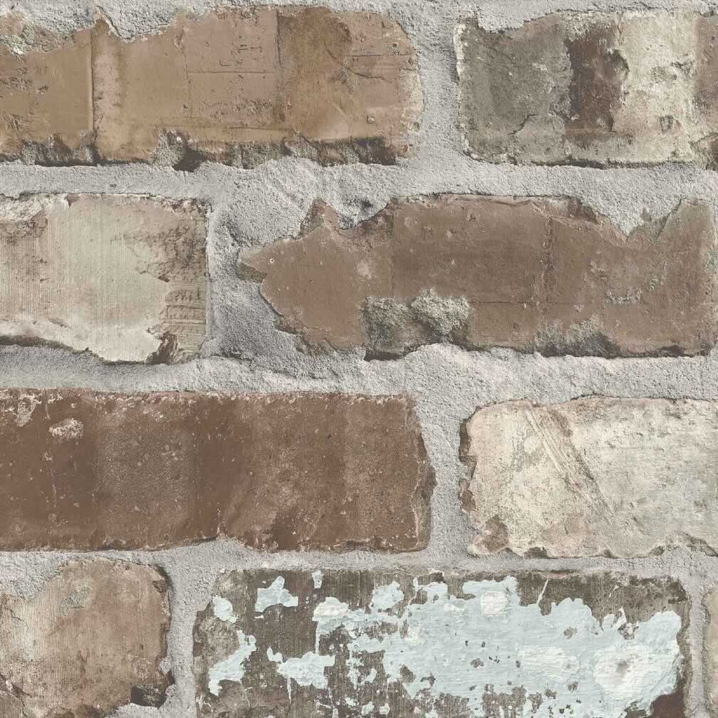 Woodchip & Magnolia Castlefield Brick Charcoal Wallpaper