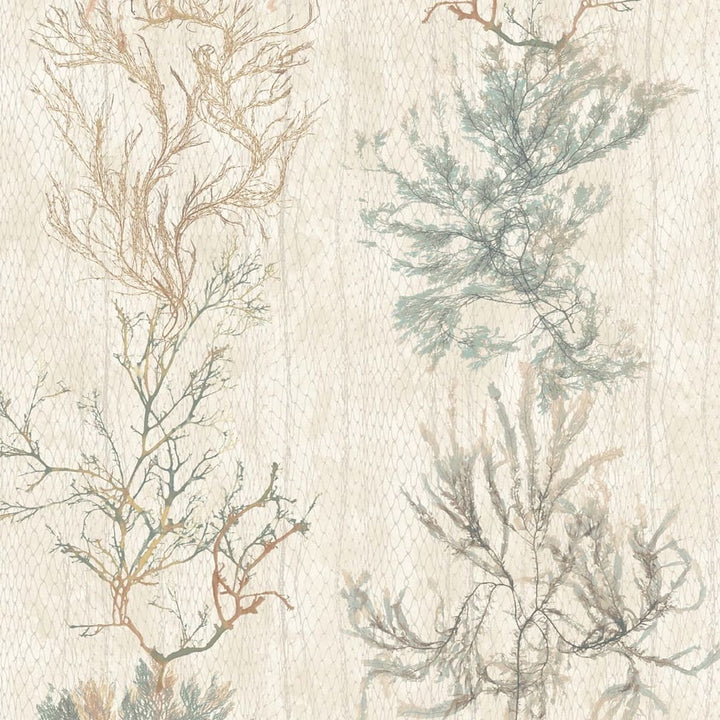 Woodchip & Magnolia Seagrass Seaweed Stripe Oyster Wallpaper