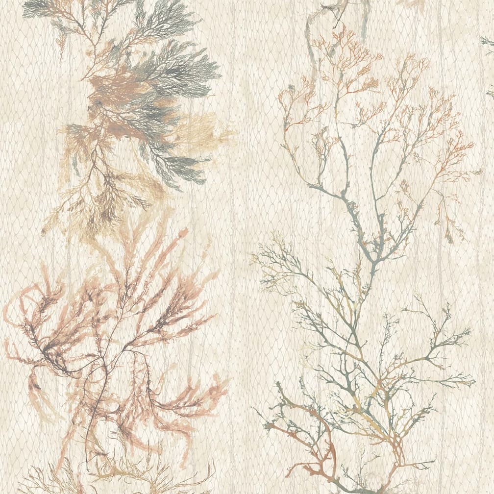Woodchip & Magnolia Seagrass Seaweed Stripe Oyster Wallpaper
