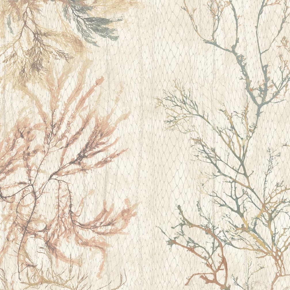 Woodchip & Magnolia Seagrass Seaweed Stripe Oyster Wallpaper