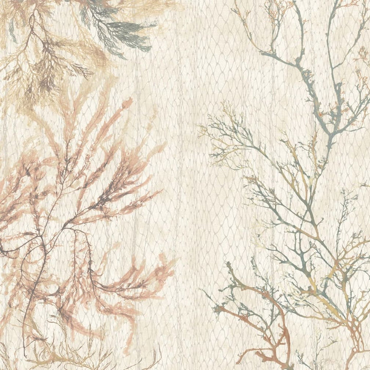 Woodchip & Magnolia Seagrass Seaweed Stripe Oyster Wallpaper