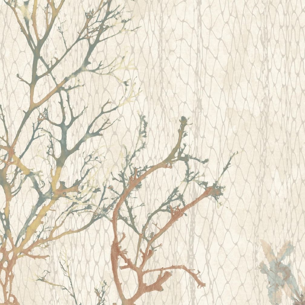Woodchip & Magnolia Seagrass Seaweed Stripe Oyster Wallpaper