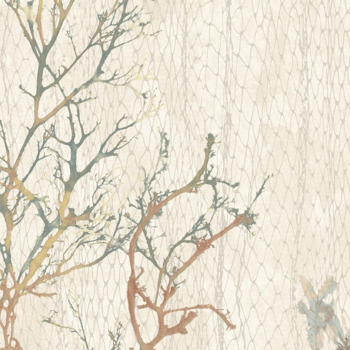 Woodchip & Magnolia Seagrass Seaweed Stripe Oyster Wallpaper