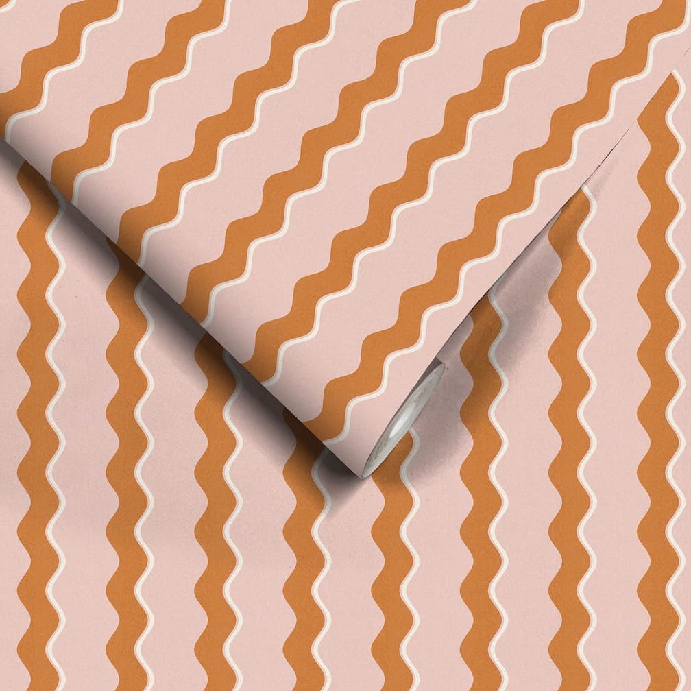 Woodchip & Magnolia Cari Wave Gorse/Pink Cloud Wallpaper