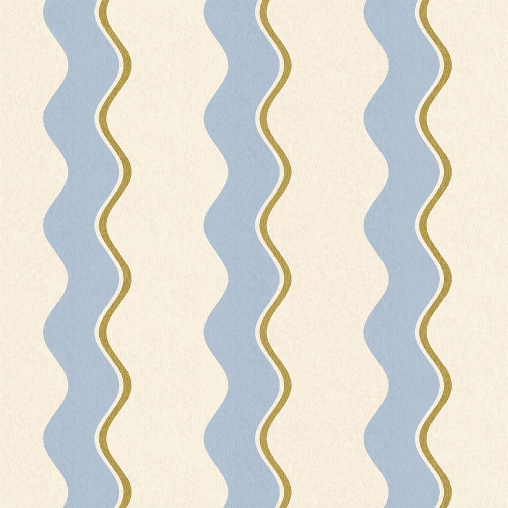 Woodchip & Magnolia Cari Wave Sky Blue/Pebble Wallpaper