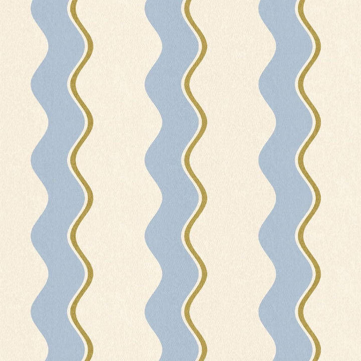 Woodchip & Magnolia Cari Wave Sky Blue/Pebble Wallpaper