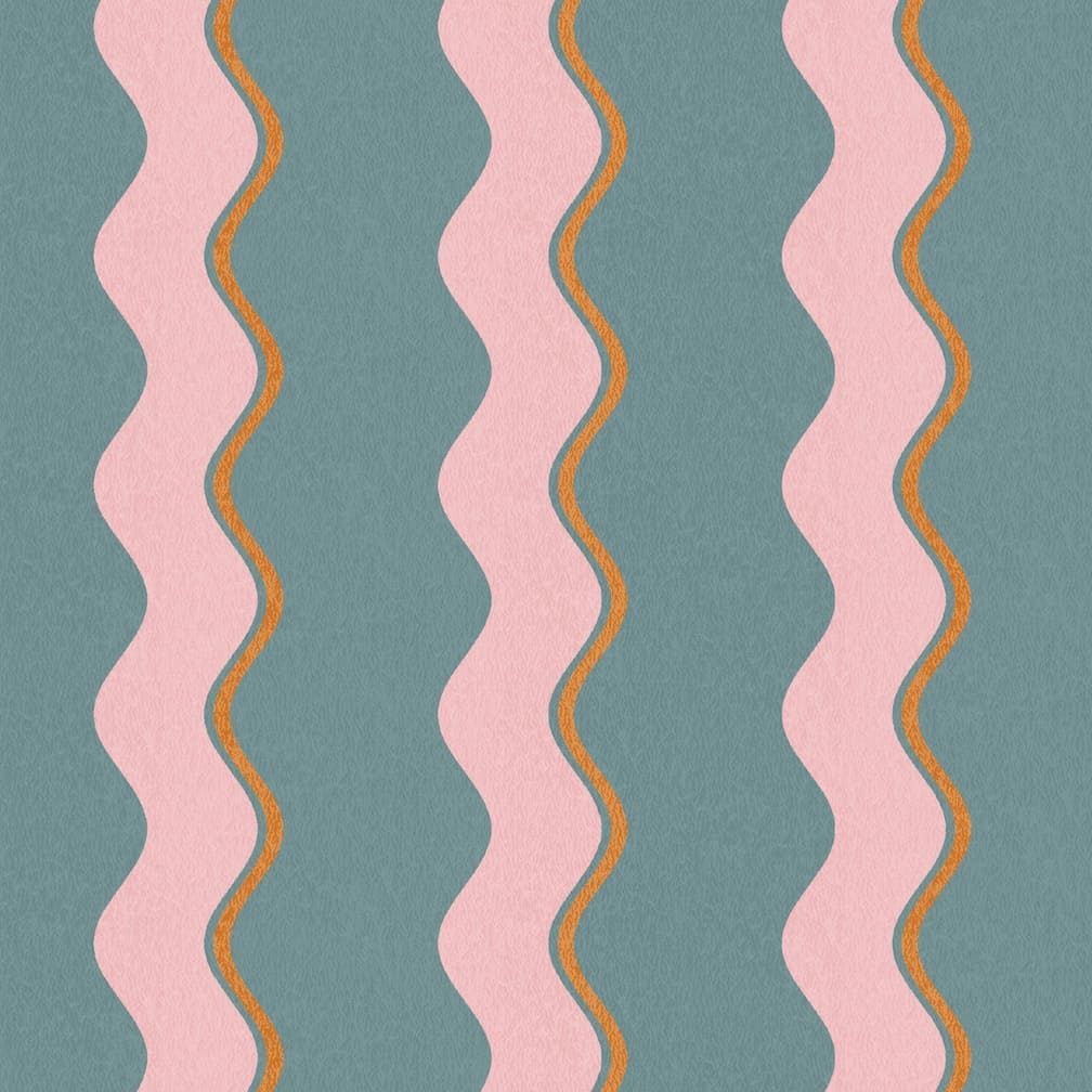 Woodchip & Magnolia Cari Wave Marine Blue Wallpaper