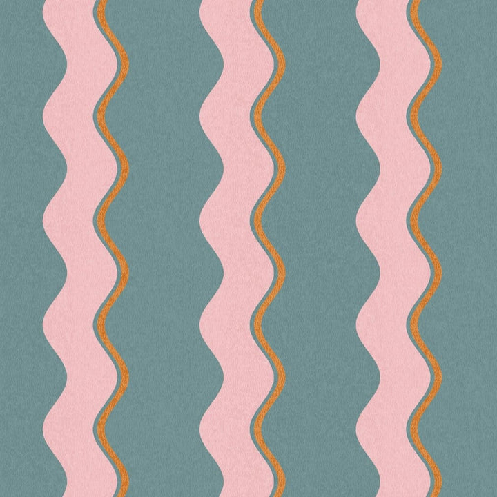 Woodchip & Magnolia Cari Wave Marine Blue Wallpaper