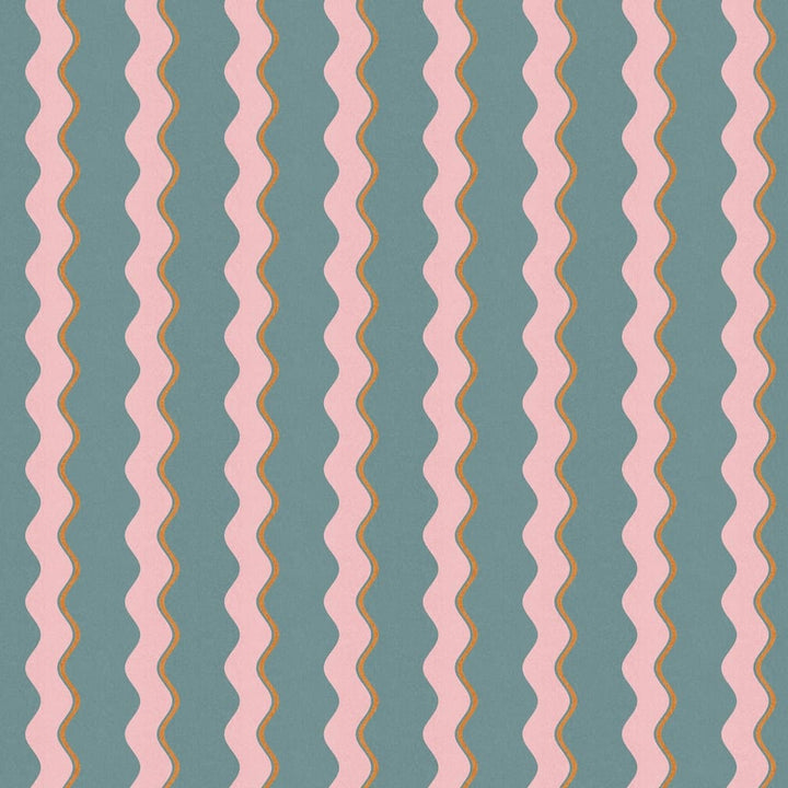 Woodchip & Magnolia Cari Wave Marine Blue Wallpaper