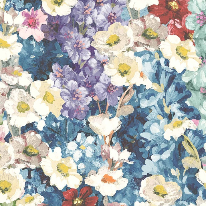 Woodchip & Magnolia Alcea Electric Blue Wallpaper