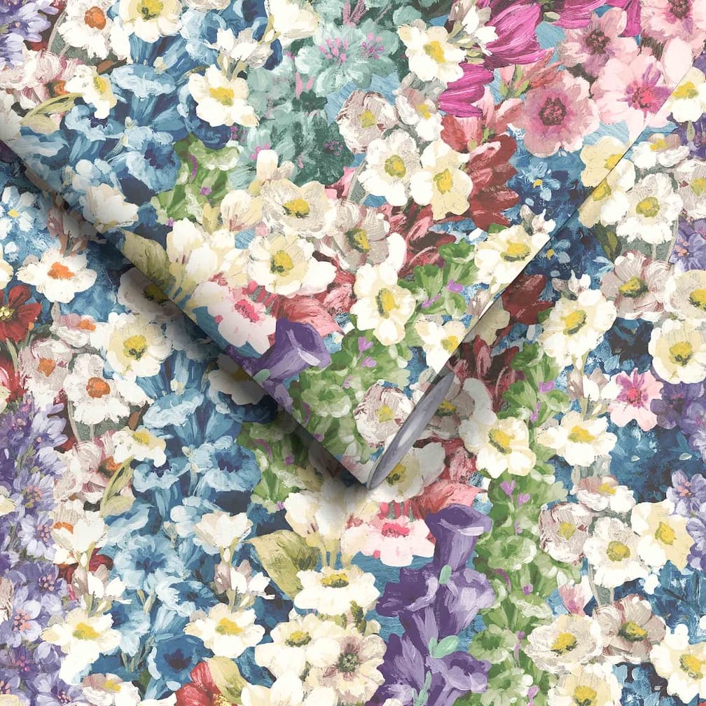 Woodchip & Magnolia Alcea Electric Blue Wallpaper