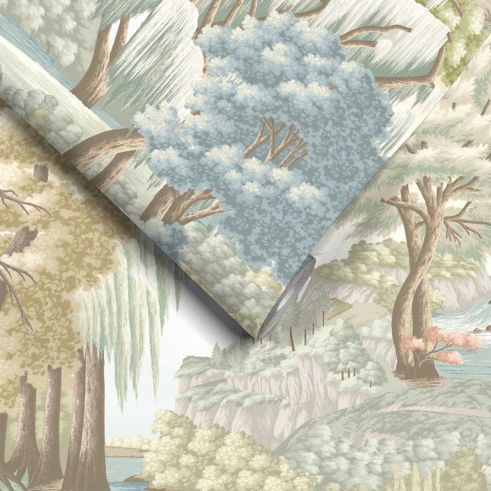 Woodchip & Magnolia Enchanted Gardens Mint Wallpaper