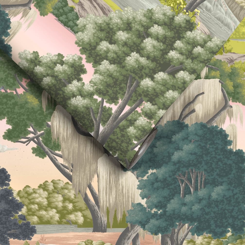 Woodchip & Magnolia Enchanted Gardens Pink Haze Wallpaper