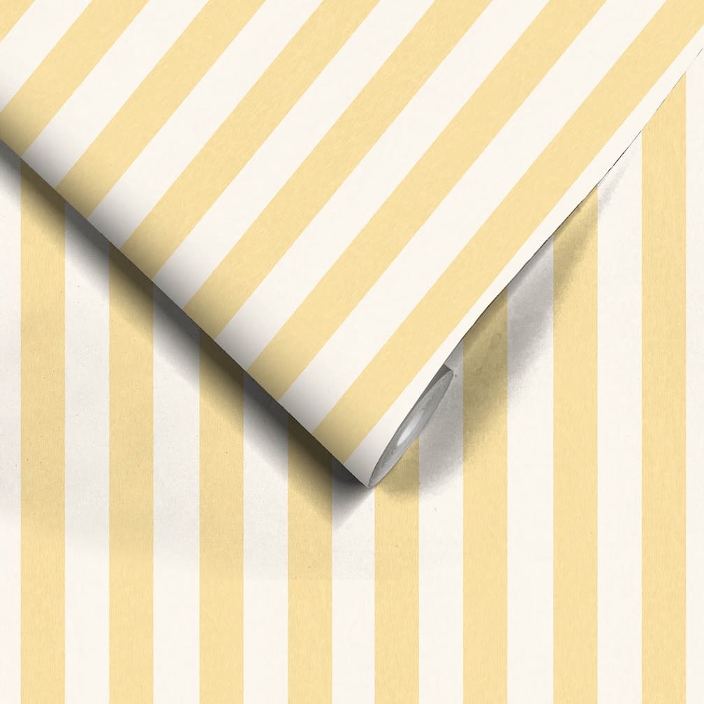 Woodchip & Magnolia Jockey Stripe Mellow Yellow Wallpaper