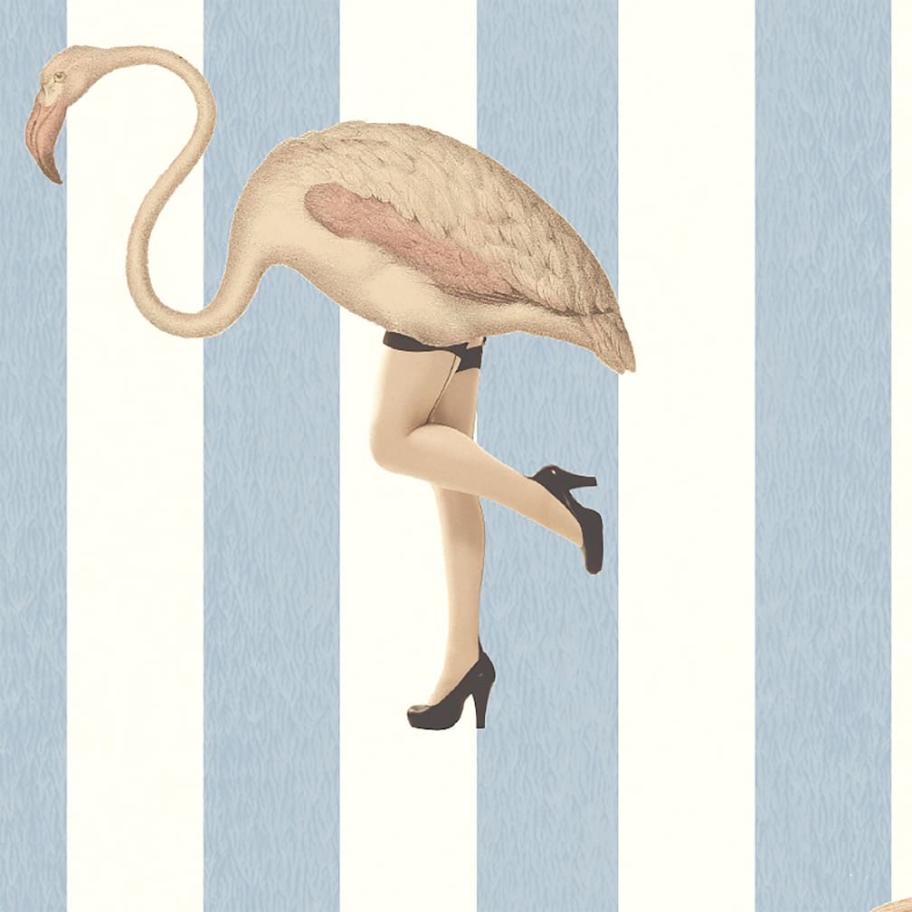 Woodchip & Magnolia Marilyn Vintage Blue Stripe Wallpaper