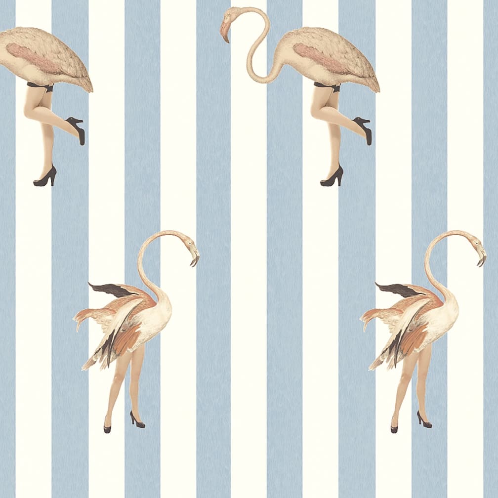 Woodchip & Magnolia Marilyn Vintage Blue Stripe Wallpaper