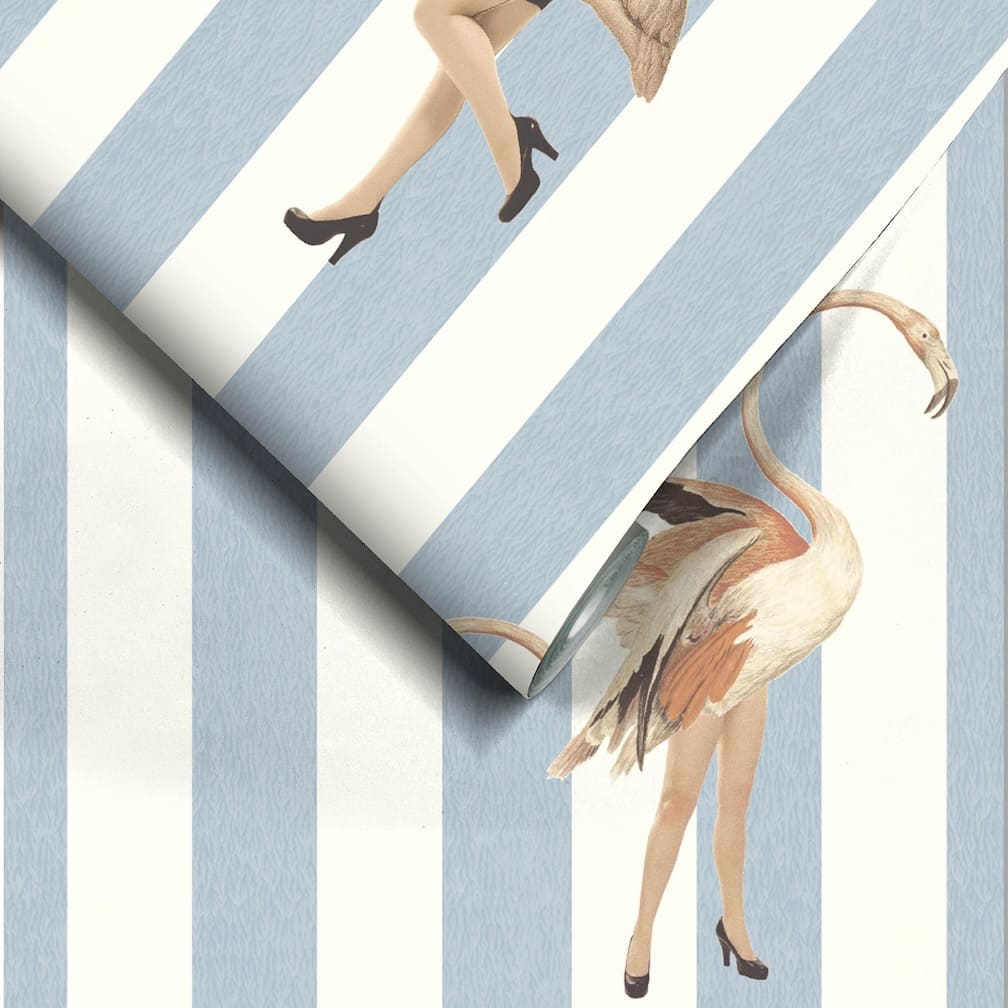 Woodchip & Magnolia Marilyn Vintage Blue Stripe Wallpaper