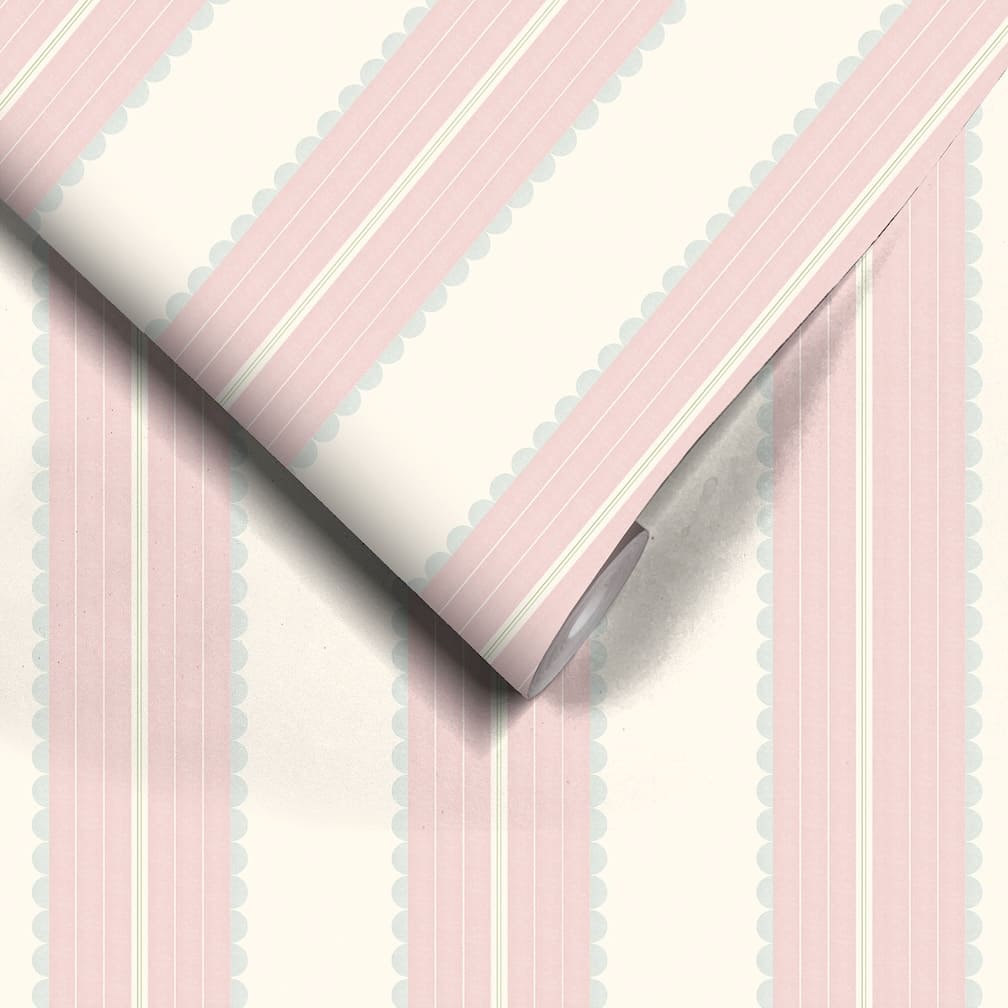 Woodchip & Magnolia Pin Up Stripe Pastel Pink Wallpaper