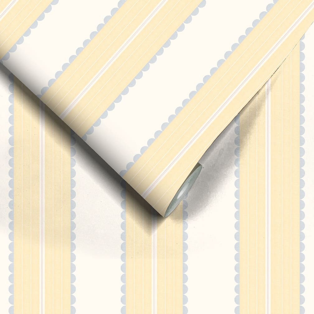 Woodchip & Magnolia Pin Up Stripe Soft Yellow Wallpaper